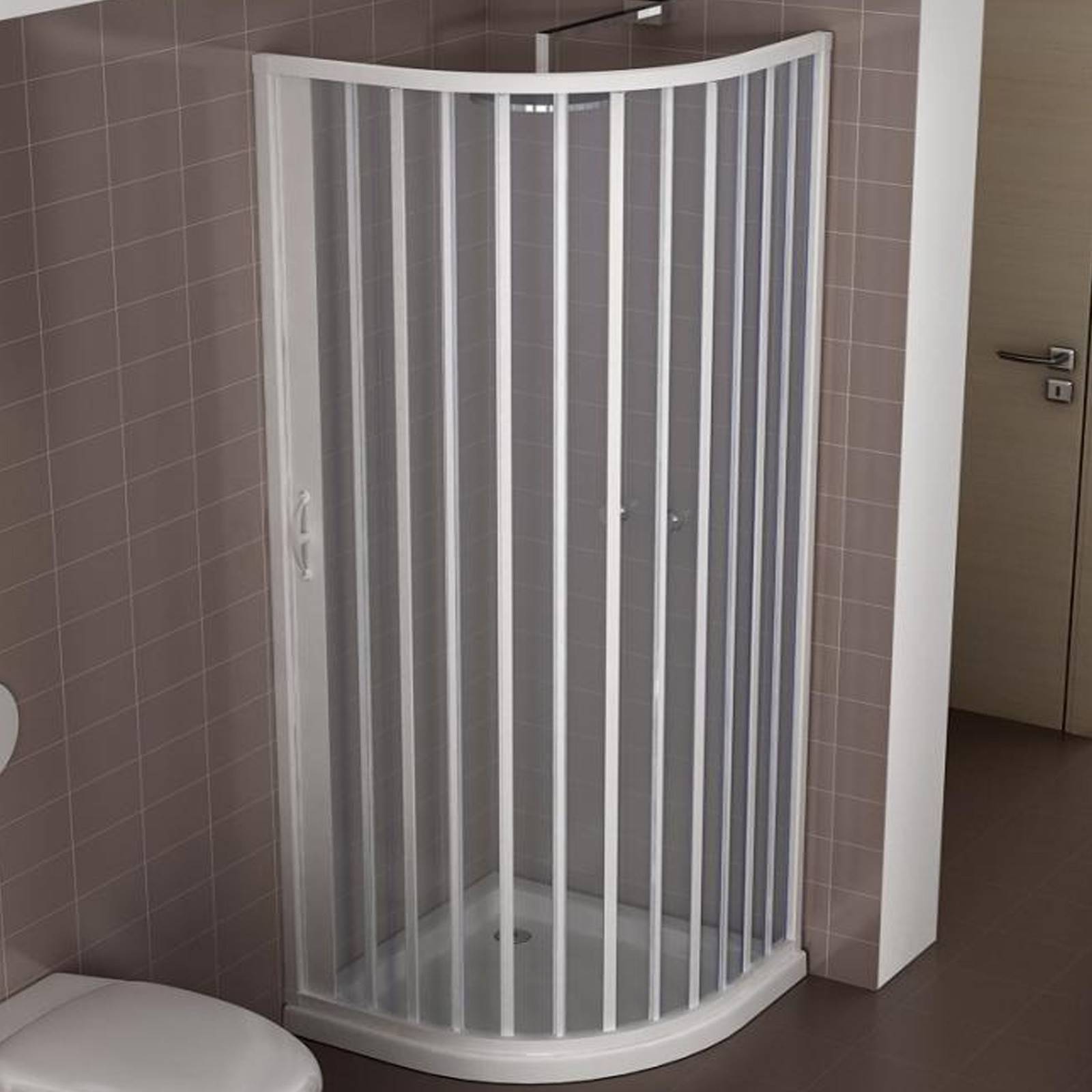 HDcasa Cabine de douche pliante semi-circulaire Roxana, ouverture latérale réversible, gain place, en PVC, fabriquée Italie, 80 x cm HDcasa Cabine de douche pliante semi-circulaire Roxana, ouverture latérale réversible, gain place, en PVC, fabriquée Italie, 80 x cm