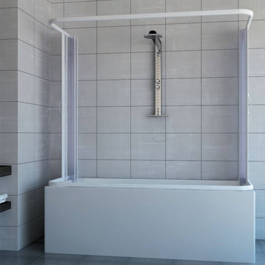 Parete per vasca da bagno box doccia sopravasca a nicchia soffietto in pvc  170cm