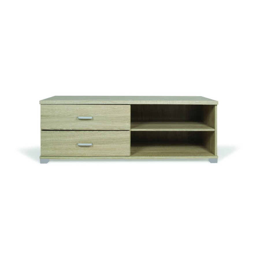 TV cabinet with drawers and oak shelves 120x40x43.5 cm