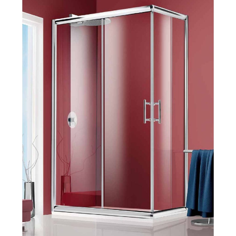 Bubble shower cabin in transparent crystal 70x70cm angular
