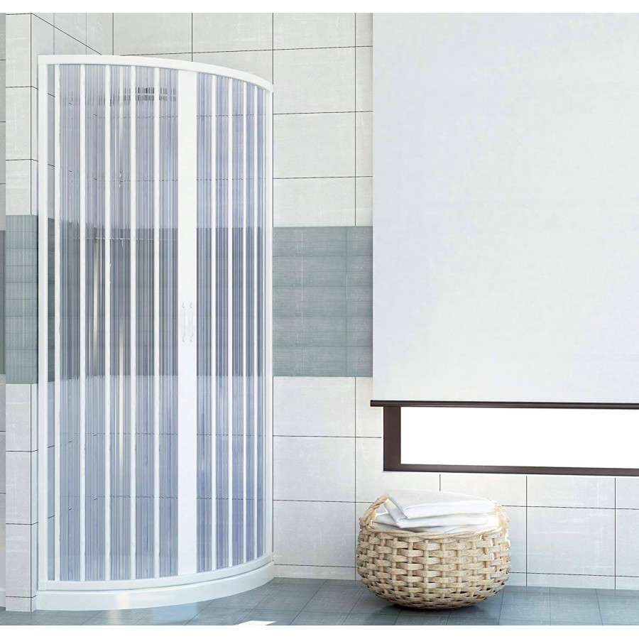 Shower cabin Giove 80x80cm in pvc central semicircular opening