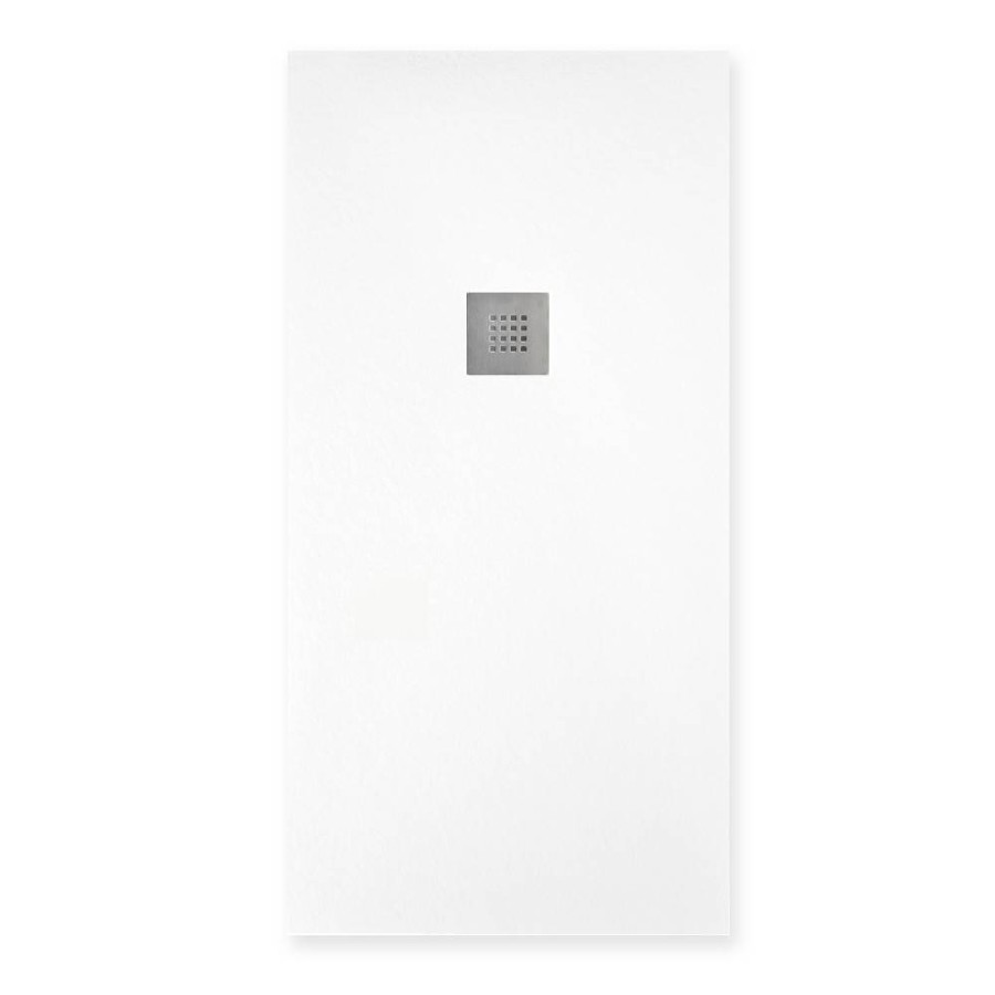 Stone-effect shower tray 70x160 White full marbleresin Drain included