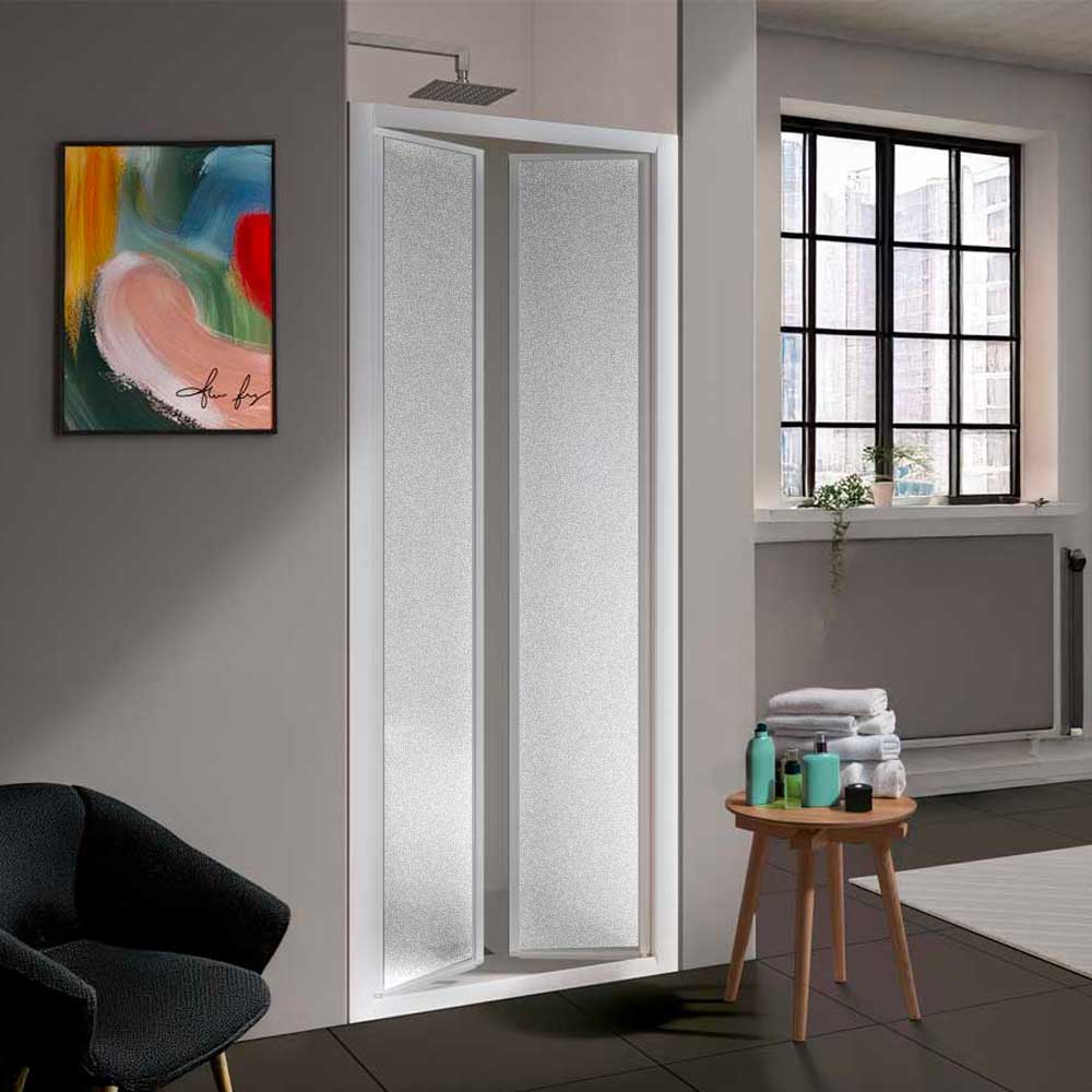 Porta doccia a 2 ante battenti Smeralda bollicine acrilico 93-98 H.185 - ap. 80 cm — Giava