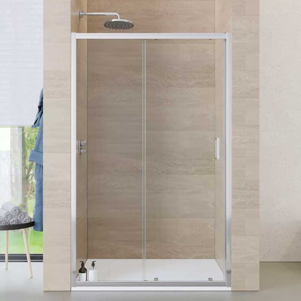Porta doccia con anta scorrevole fast 2.0" vetro trasparente profilo cromo 113,5 - 117,5 Ap.39 cm — Cardinale Professional