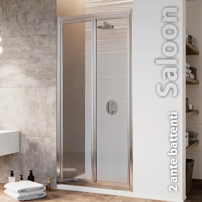 Porta doccia a 2 ante battenti fast 2.0" vetro trasparente profilo cromo 95,5 - 98,5 cm — Cardinale Professional