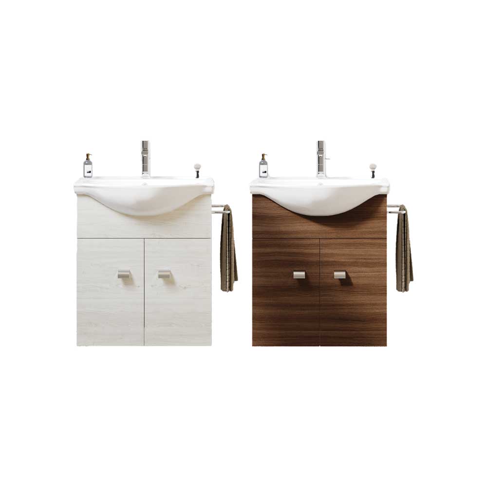 Base con lavabo per mobile da bagno Zaffiro rovere moka — Savini Due