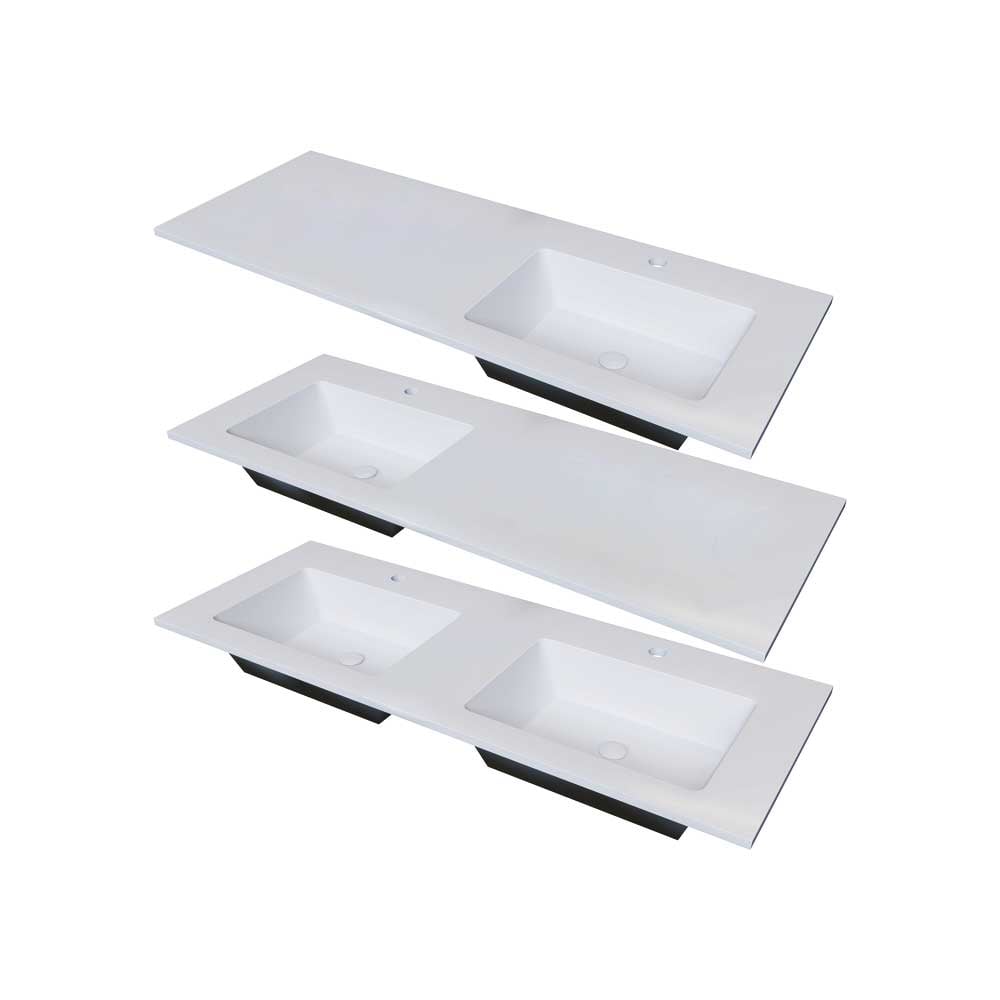 Lavabo in resina Cellini bianco lucido 120 cm - vasca sinistra — Savini Due
