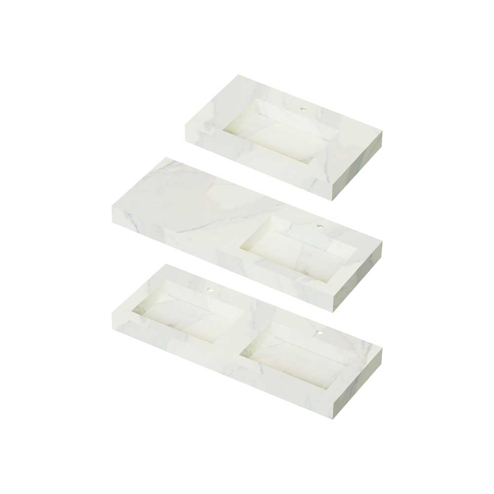 Lavabo in hpl Leonardo effetto marmo bianco calacatta 80 cm — Savini Due