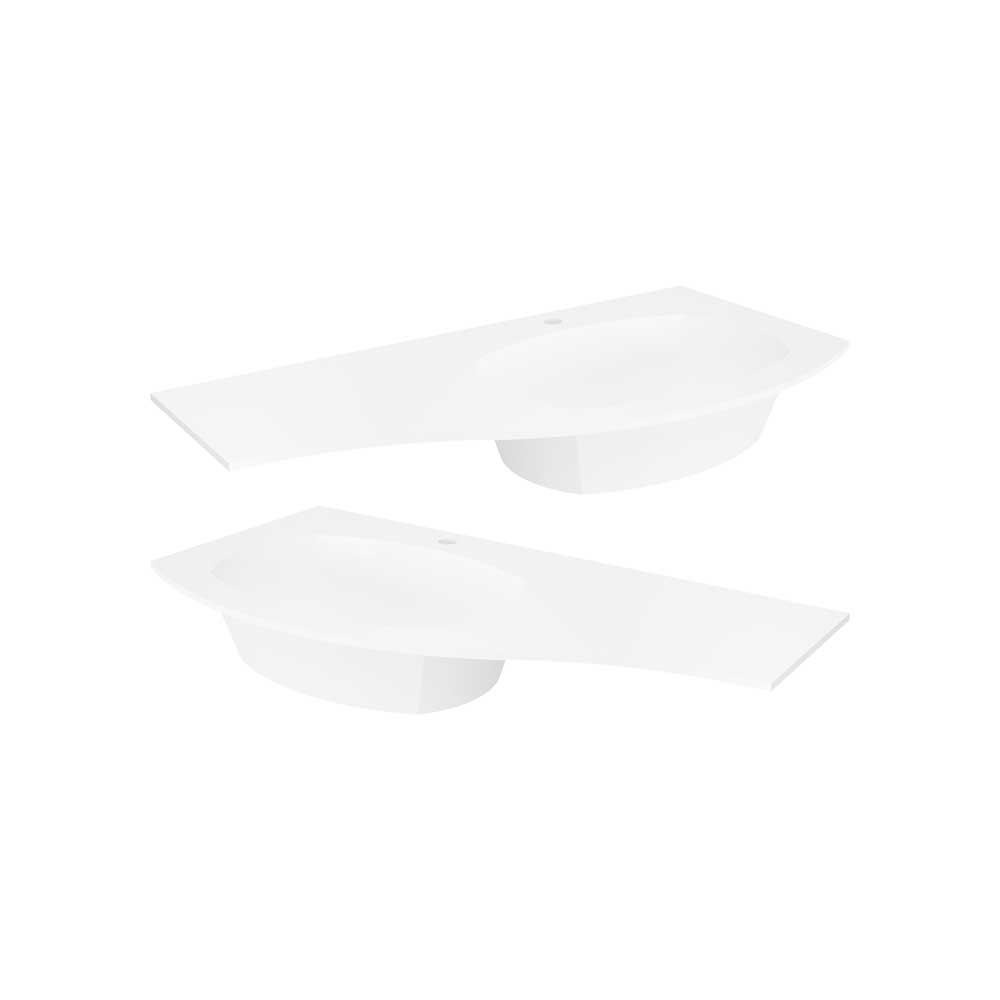 Lavabo in resina bianco opaco asimmetrico per mobile da bagno Armonia 105 cm - vasca destra — Savini Due