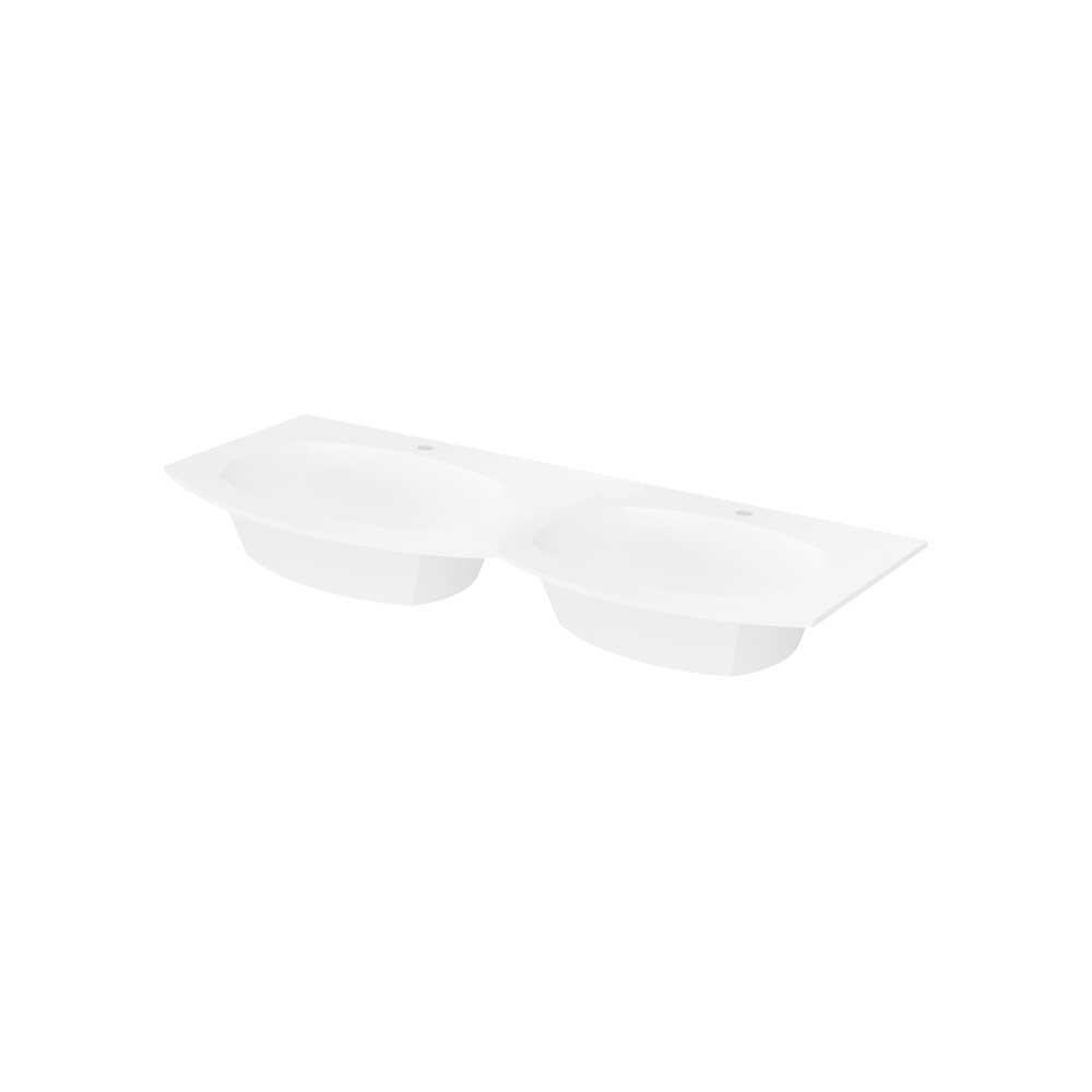 Lavabo in ceramica bianco lucido a doppia vasca per mobile da bagno Armonia 140 cm — Savini Due