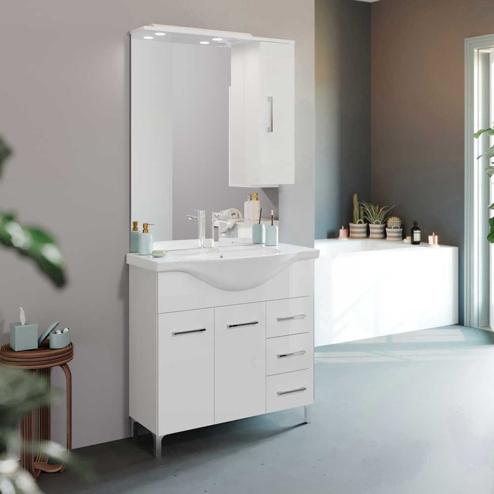 Composizione mobile da bagno Beta85 bianco lucido — Savini Due
