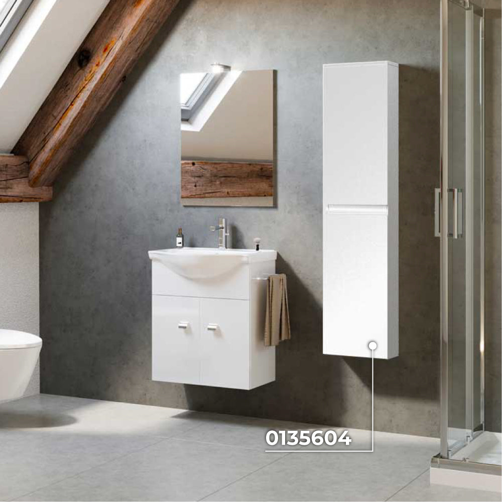 Composizione mobile da bagno Emma sospesa bianco lucido - cm 55 — Savini Due