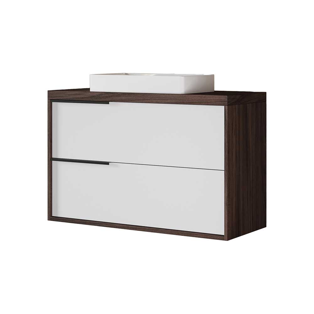 Mobile da bagno Iside100 CAFFE'/ bainco lucido base sospesa 100 cm + lavabo — Savini Industria Arredo Bagno