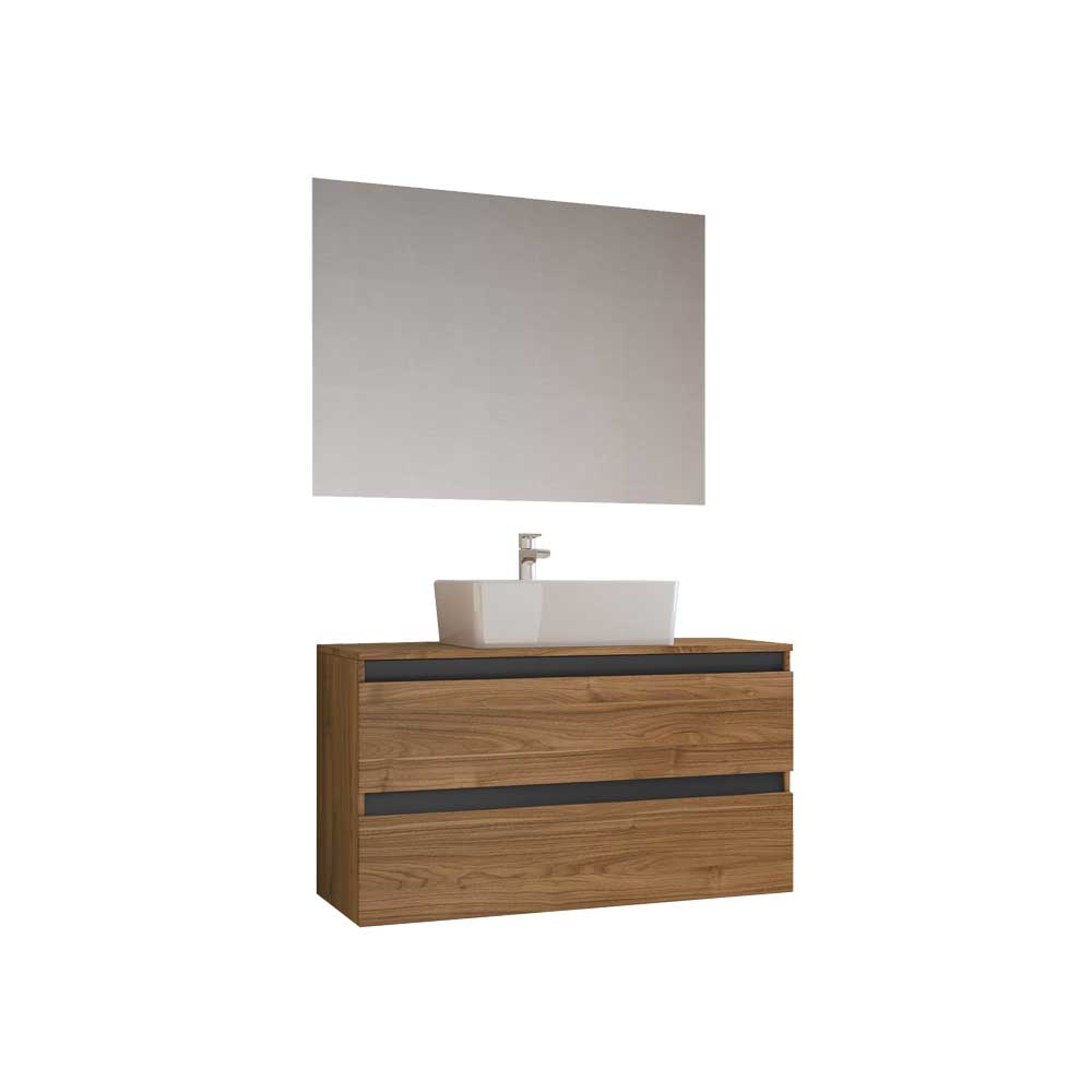 Mobile da bagno CUBE1 base 100 cm Noce/ grafite opaco — Savini Industria Arredo Bagno