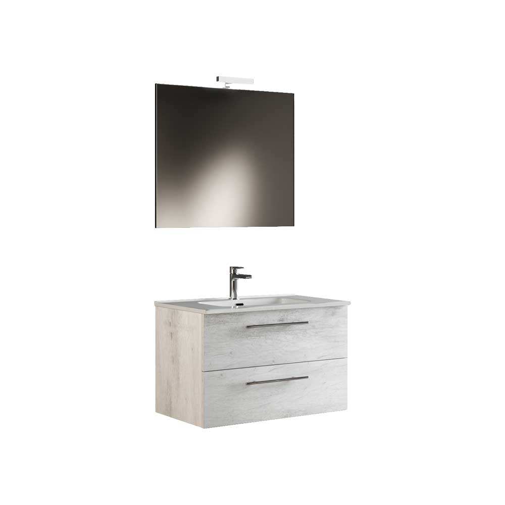 Composizione mobile da bagno milos 60" sospesa quercia bianca — Savini Industria Arredo Bagno