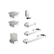 Kit accessori da bagno 7 pezzi serie mary cromo-vetro — Cardinale Professional