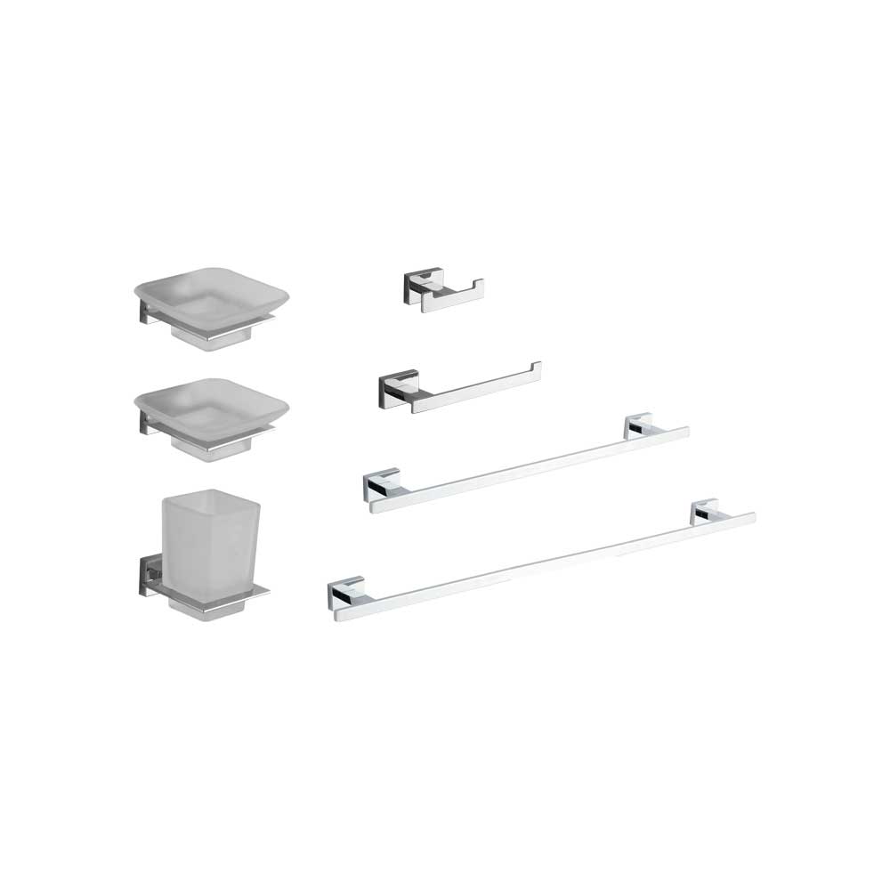 Kit accessori da bagno 7 pezzi serie giulia cromo-vetro — Cardinale Professional