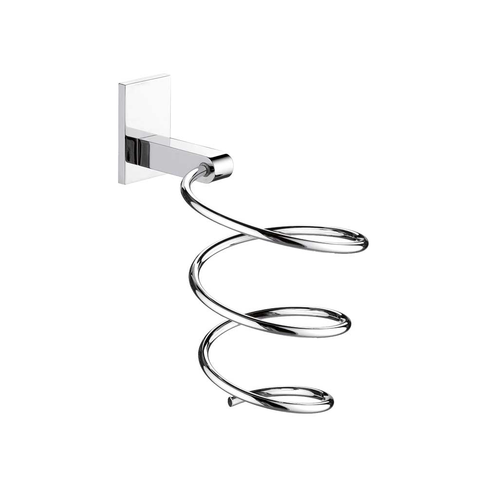 Porta asciugacapelli con placca quadra cromo lucido — GEDY