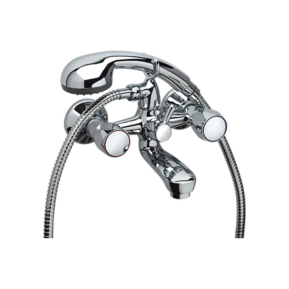 Miscelatore vasca esterno tradizionale cromo + set doccia — Fromac