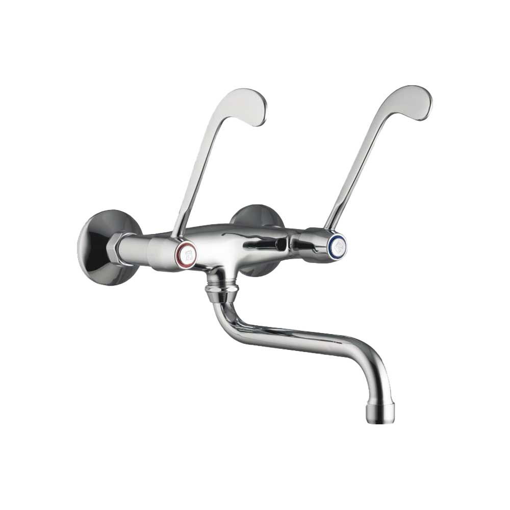 Miscelatore lavello a muro con doppia leva clinica cromo - 1/2" — Porta & Bini