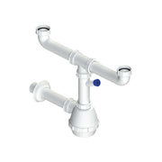 Sifone per lavello a fiasca a 2 vie con attacco lavastoviglie 1"1/2 x Ø40 mm — L.B. Plast
