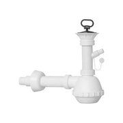 Sifone per lavello a fiasca a 1 via con piletta e attacco lavatrice 1"1/2 x Ø32/40 mm — MADE IN Italy