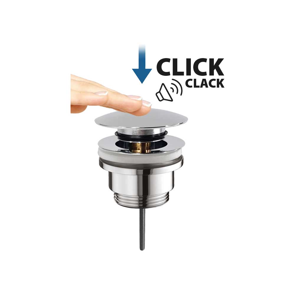 Piletta click clack per lavabo in ottone Moderna 1"1/4 - cromo — MADE IN Italy