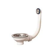 Piletta canestro per lavello INOX con troppopieno rotondo e griglietta INOX 1"1/2 x Ø114 mm — MADE IN Italy