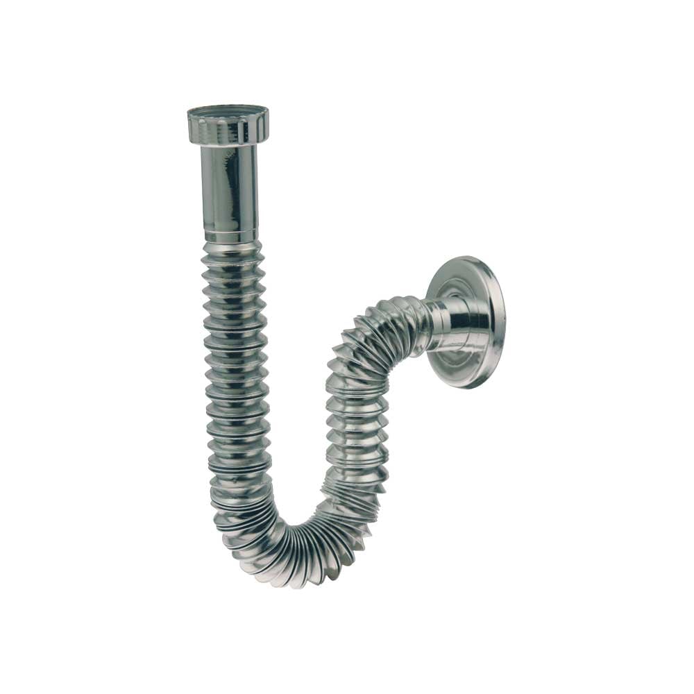 Sifone flessibile ed estensibile con rosone cromato 1"1/2 x Ø40 mm