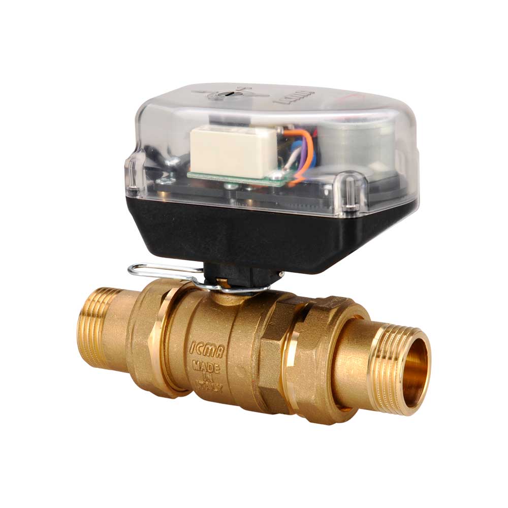 Valvola di zona a sfera motorizzata 2 vie con servocomando e rele ICMA 1/2" M/M - 230V
