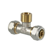 Tee maschio a compressione per tubo multistrato TDM Ø16 x 1/2" x Ø16 (2,0) mm