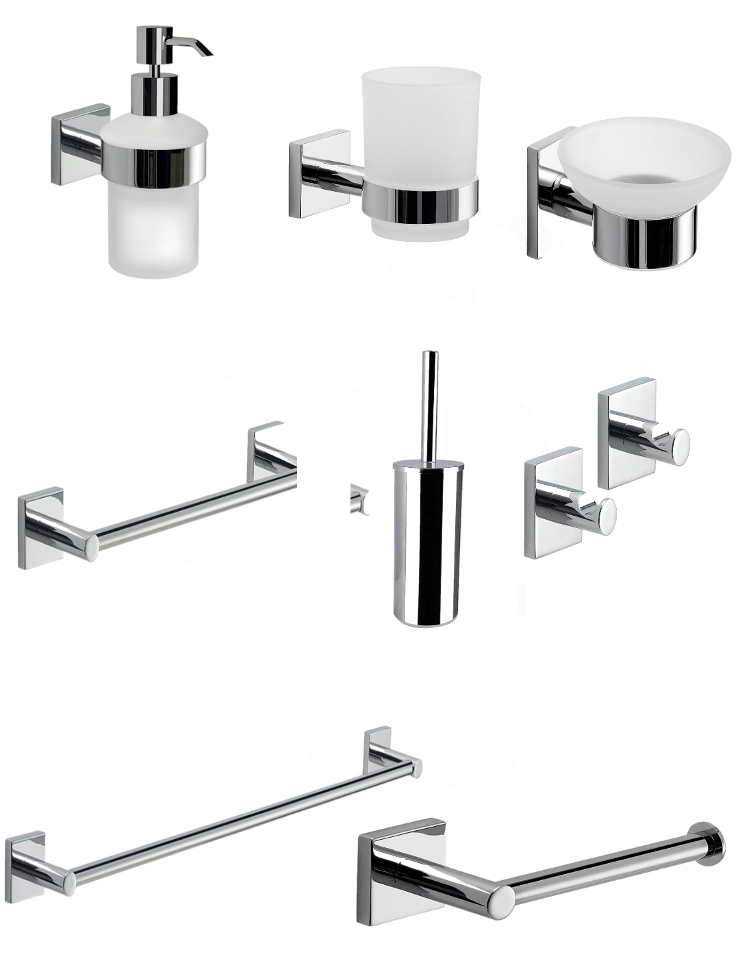 Set da 8 accessori a muro GEDY linea Fuji cromato