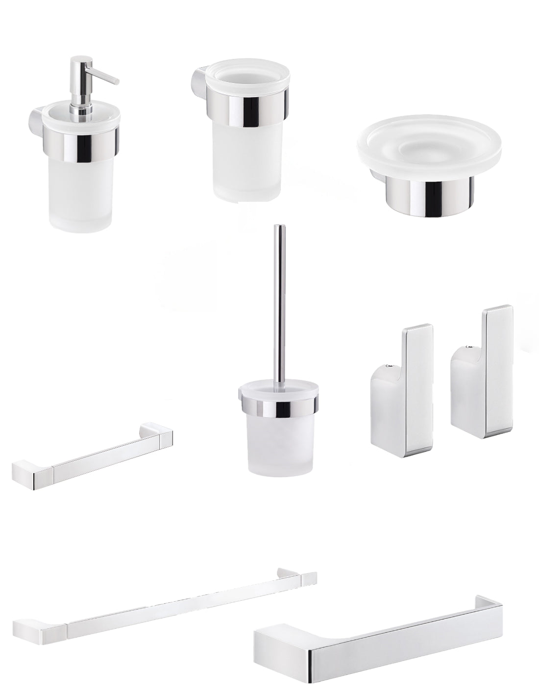 Set da 8 accessori a muro GEDY linea Pirenei cromato