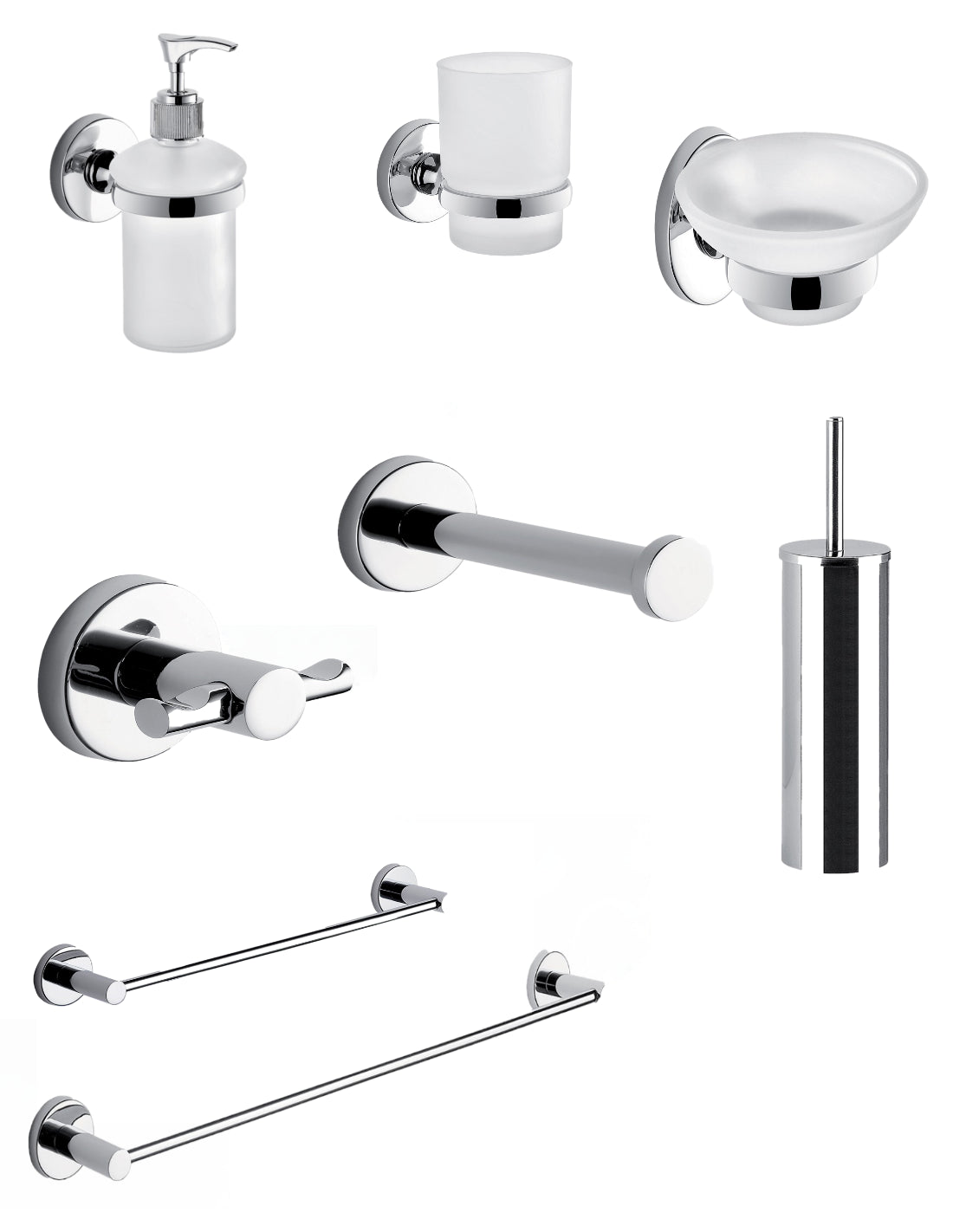 Set da 8 accessori a muro GEDY linea Felce cromato