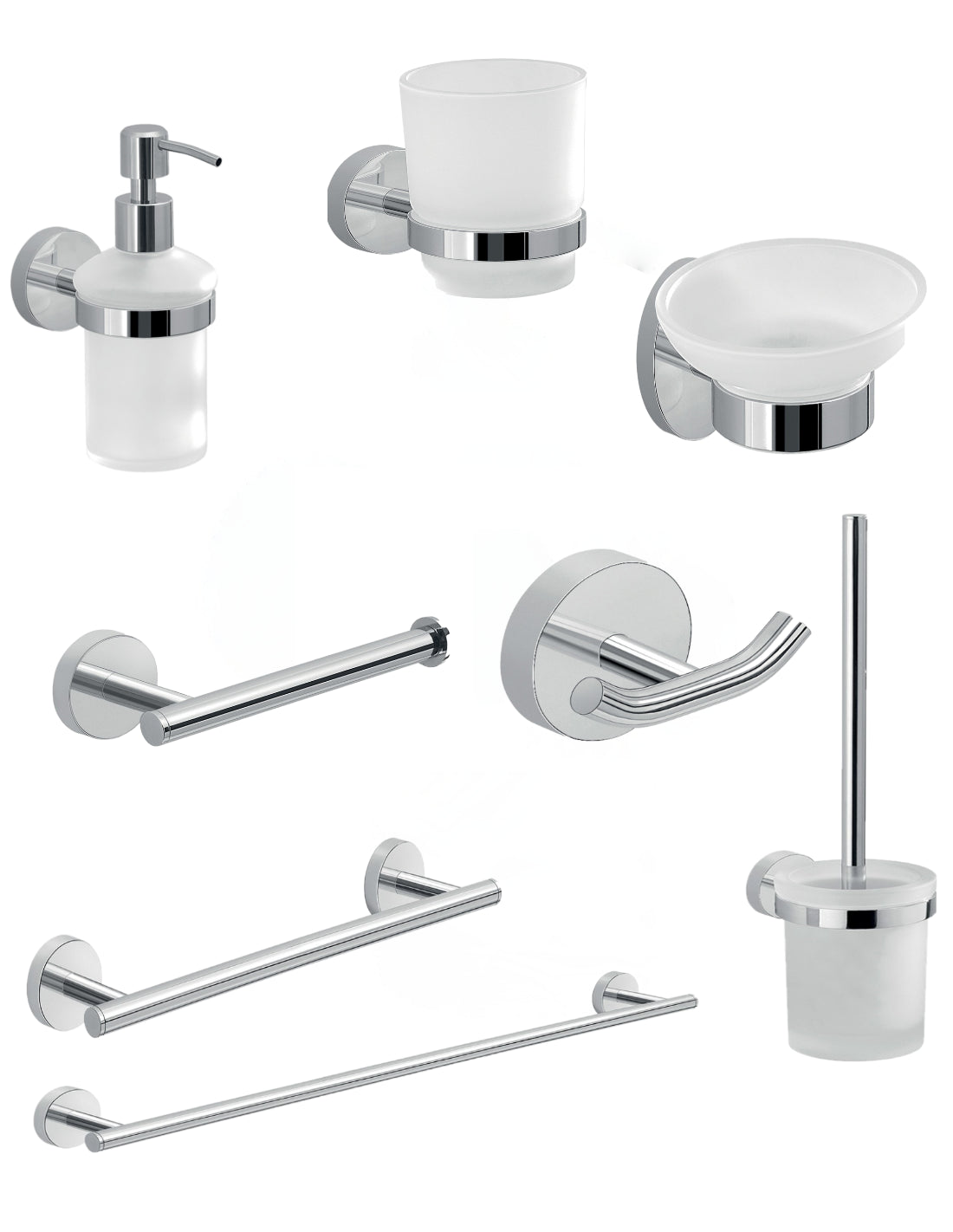 Set da 8 accessori a muro GEDY linea Eros cromato