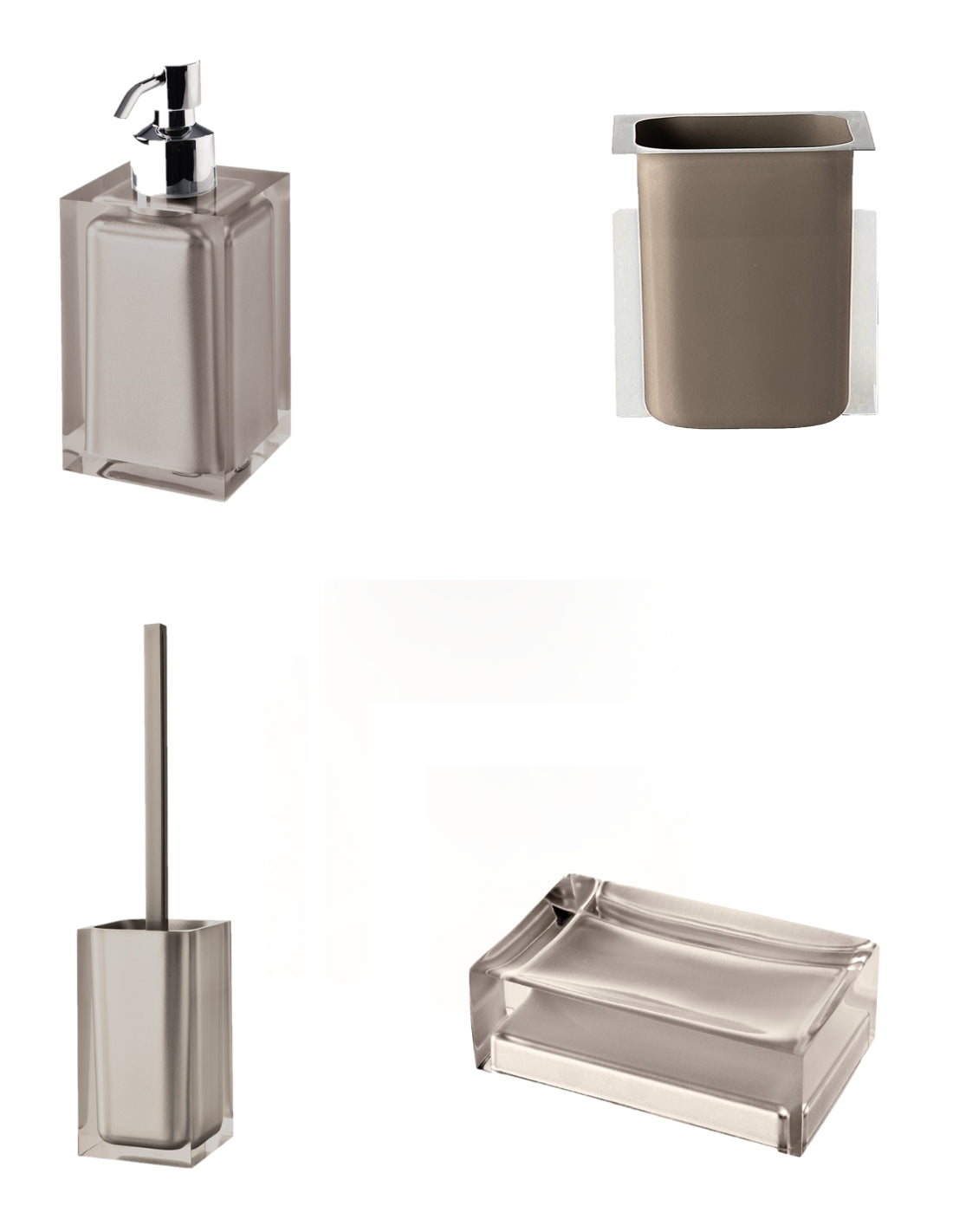 Set da 4 accessori d' appoggio GEDY linea Rainbow tortora