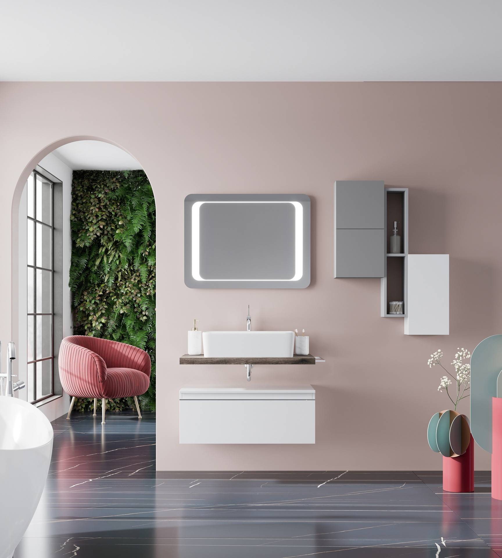 Specchiera retroilluminata LED cm. 80 x 60 reversibile