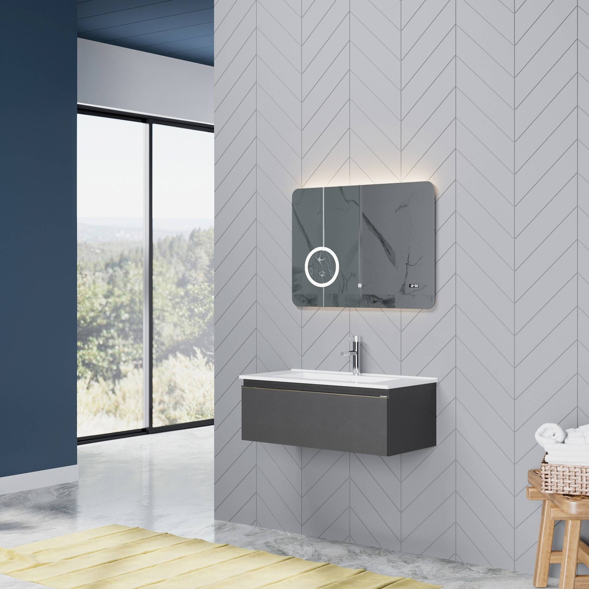 Mobile da bagno sospeso da 81cm colore lino