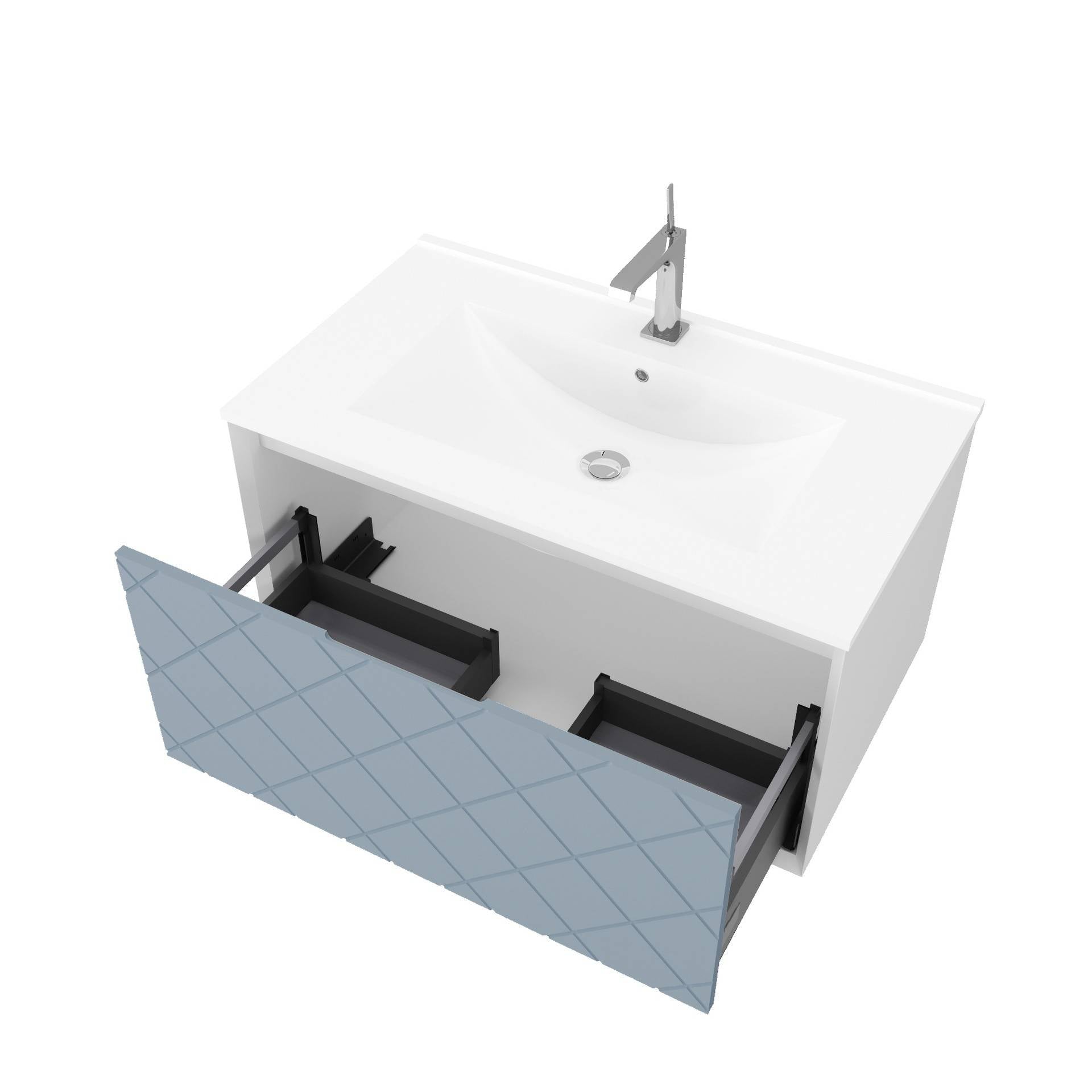 Mobile da bagno sospeso da 81cm colore blu pastello