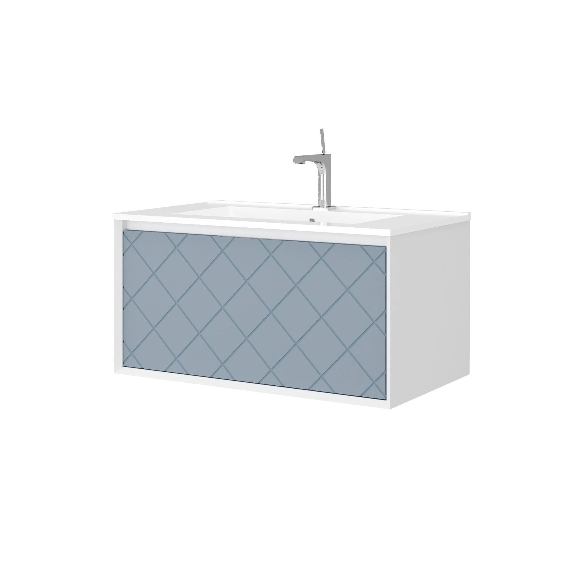 Mobile da bagno sospeso da 81cm colore blu pastello