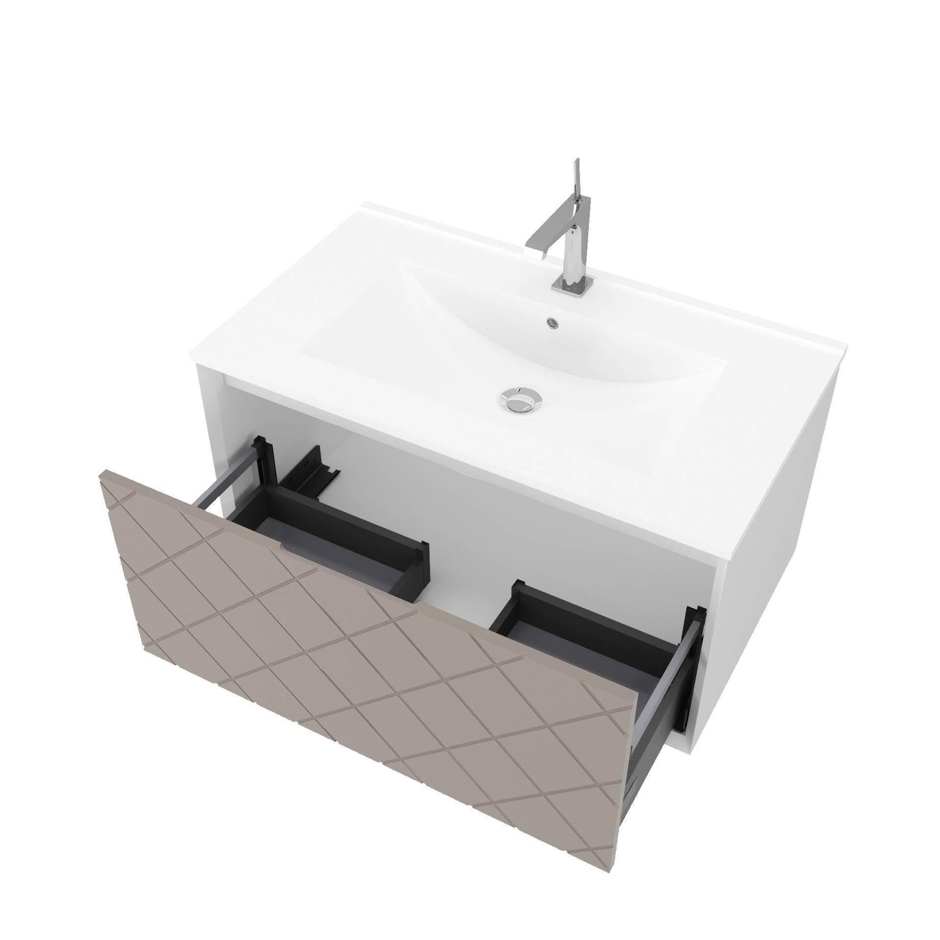 Mobile da bagno sospeso da 81cm colore cappuccino lucido