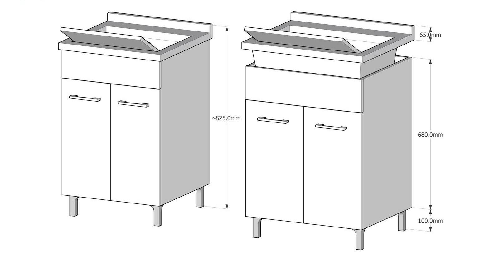 Lavatoio 2 ante da cm 50x50 colore rovere scuro