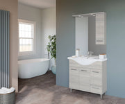 Composizione da bagno 3 ante da 85cm con lavabo e specchiera con pensile e luci a led