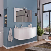 Composizione bagno 3 ante da 104cm con lavabo in resina e specchio con lampada led