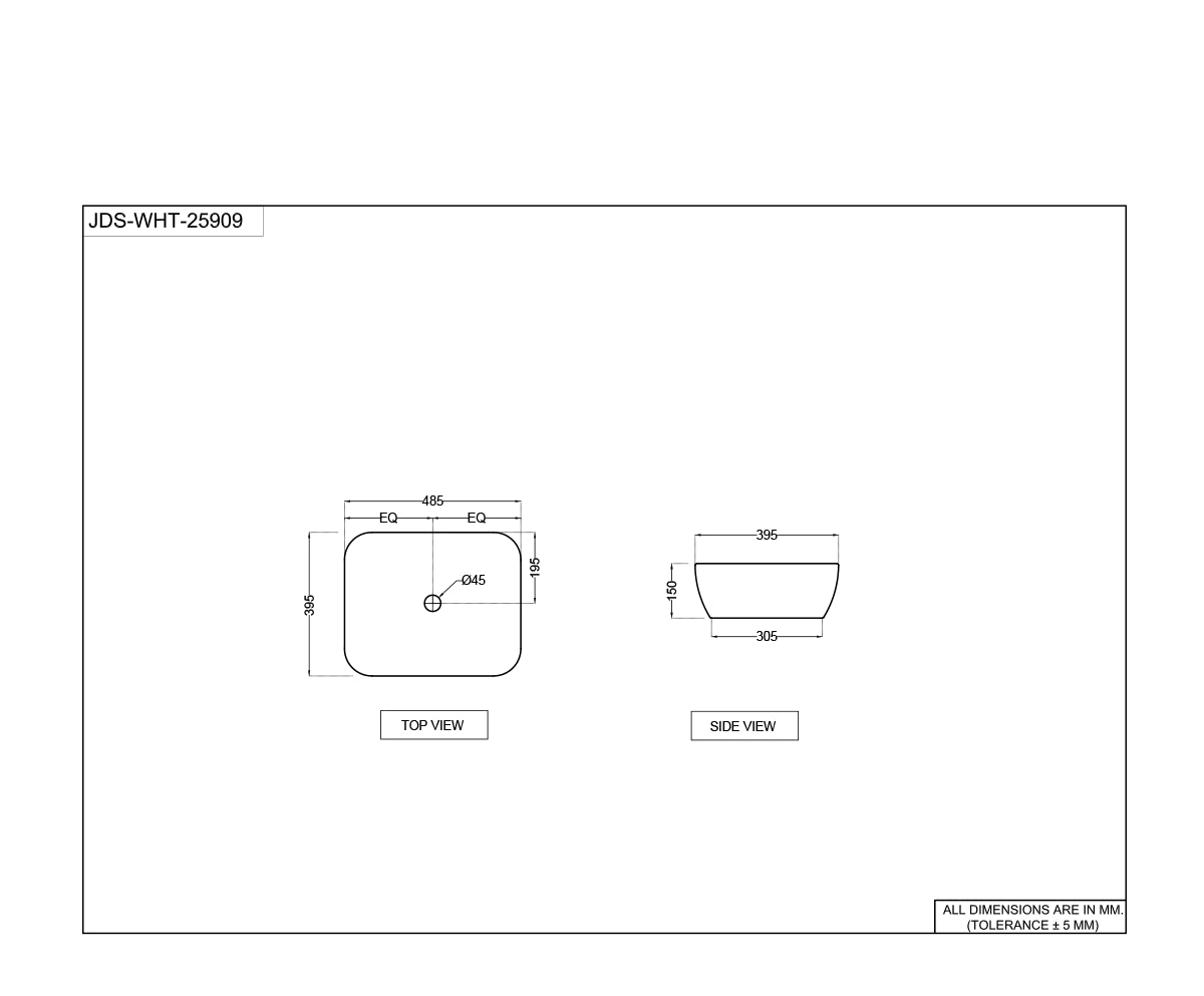Lavabo d'appoggio Nunzia 48x38 H 14 Bianco