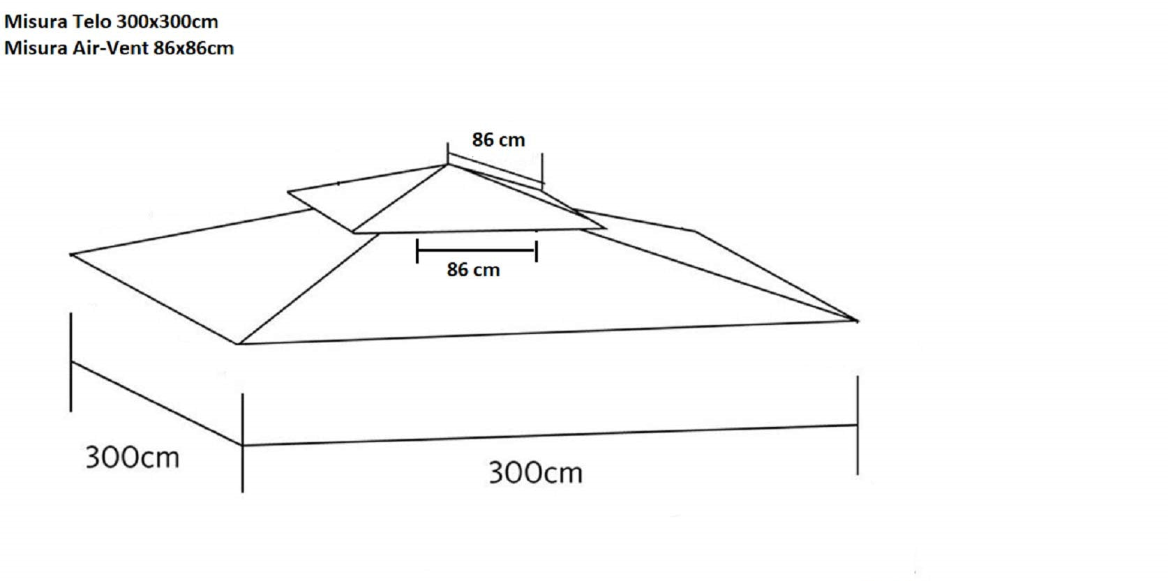 Telo di ricambio GAZEBO 3x3mt con airvent colore bianco