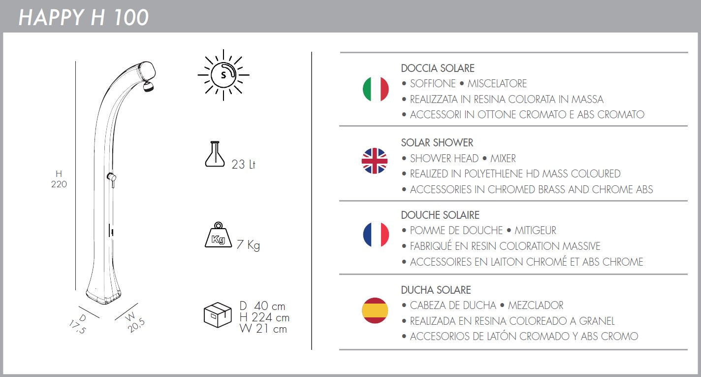 Arkema F520-7016 Doccia giardino solare antracite con lavapiedi