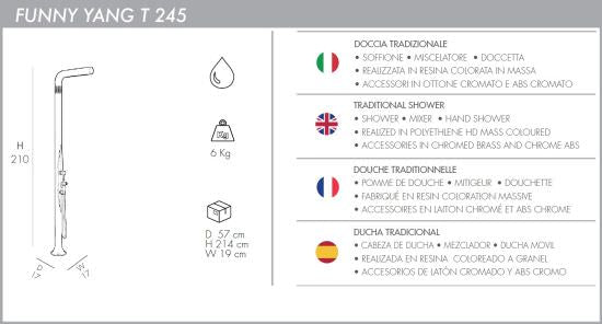 Doccia giardino classica Arkema antracite con doccetta