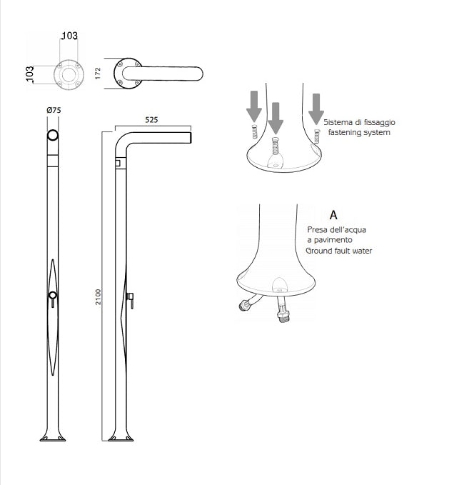 Doccia giardino classica Arkema bianca con doccetta