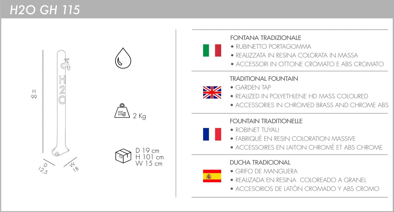 Fontana da esterno Arkema con rubinetto di colore fucsia